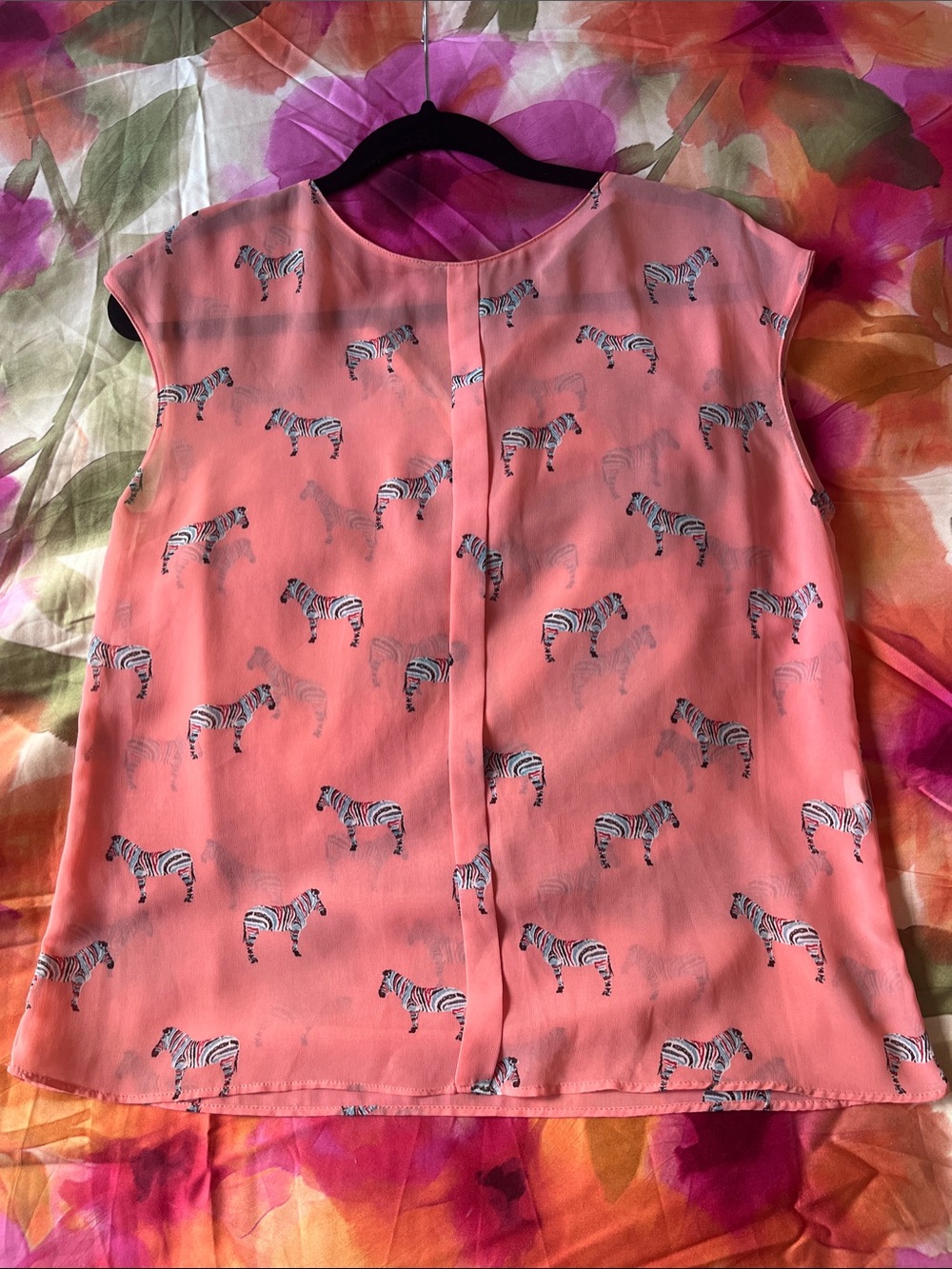 Zara Sheer Pink Zebra Print Cap-Sleeve Blouse
